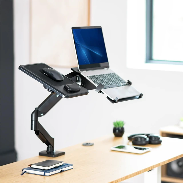 Alt view image 2 of 7 - VIVO Black 8 x 12 inch Mouse Pad with Wrist Cushion, MOUNT-VMP01 | Extension Platform Tray, VESA 75x75mm and 100x100mm, Under Desk Mounting or Laptop Tray Attachment