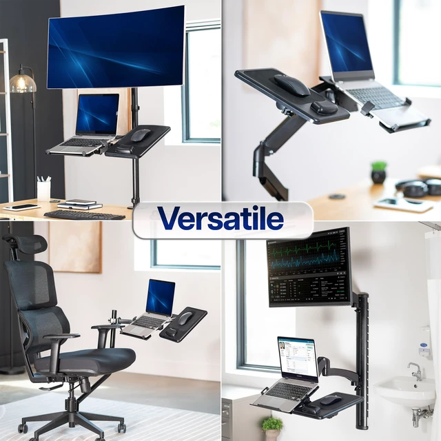 Alt view image 6 of 7 - VIVO Black 8 x 12 inch Mouse Pad with Wrist Cushion, MOUNT-VMP01 | Extension Platform Tray, VESA 75x75mm and 100x100mm, Under Desk Mounting or Laptop Tray Attachment