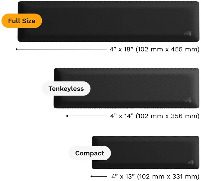 Alt view image 4 of 4 - Glorious Gaming Padded Keyboard Wrist Rest (Full Size, 25mm Thick) - Anti-Fray Stitched Edges, Smooth Cloth Surface, Anti-Slip Rubber Base, Medium Firmness, 440 x 100 x 25mm - Black