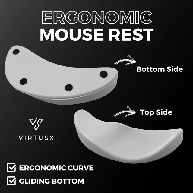 Alt view image 2 of 6 - Virtusx Ergonomic Wrist Rest for Mouse, Right-Handed Gliding and Sliding Palm Wrist Support Pad, Carpal Tunnel and Pain Relief, Desk Accessories for Office Work, Gaming, Coding