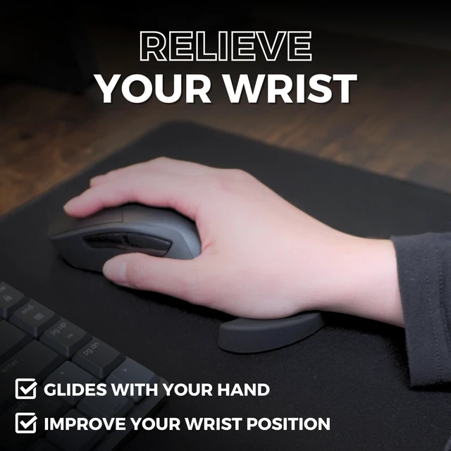 Alt view image 3 of 6 - Virtusx Ergonomic Wrist Rest for Mouse, Right-Handed Gliding and Sliding Palm Wrist Support Pad, Carpal Tunnel and Pain Relief, Desk Accessories for Office Work, Gaming, Coding
