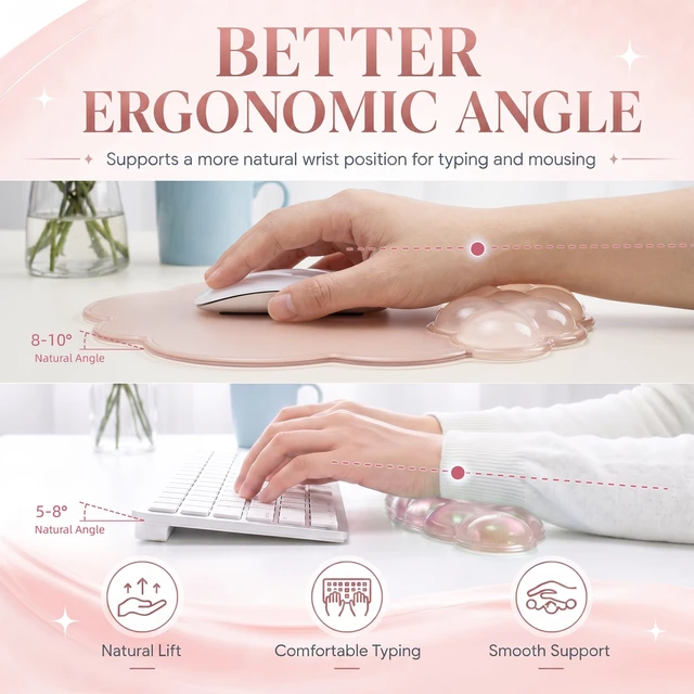 Alt view image 6 of 7 - Gel Cloud Wrist Rest, Keyboard & Mouse Pad Set for Office, Non-Slip Support | Soft gel cushioning, non-slip base and easy-clean surface for comfortable typing, work, study and gaming.
