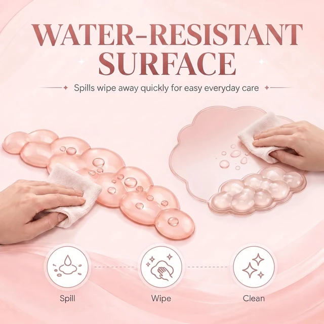 Alt view image 3 of 7 - Gel Cloud Wrist Rest, Keyboard & Mouse Pad Set for Office, Non-Slip Support | Soft gel cushioning, non-slip base and easy-clean surface for comfortable typing, work, study and gaming.
