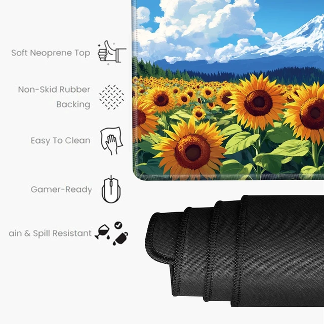 Alt view image 3 of 7 - Sunflower Mouse Pad and Keyboard Wrist Rest Flower Desk Mat Set Gaming Mousepad with Wrist Support XXL Computer Mat 31.5" x 15.75" Mouse Mat Organization Decor