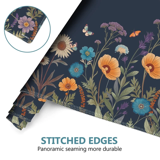 Alt view image 5 of 7 - DINKY Desk Mat Keyboard Mouse Pad Set, Large Gaming Mouse Pad +Keyboard Wrist Rest +Mousepad with Wrist Rest +Coaster, Ergonomic Non-Slip 4 in 1 Combo, Flowers Plants Butterflies
