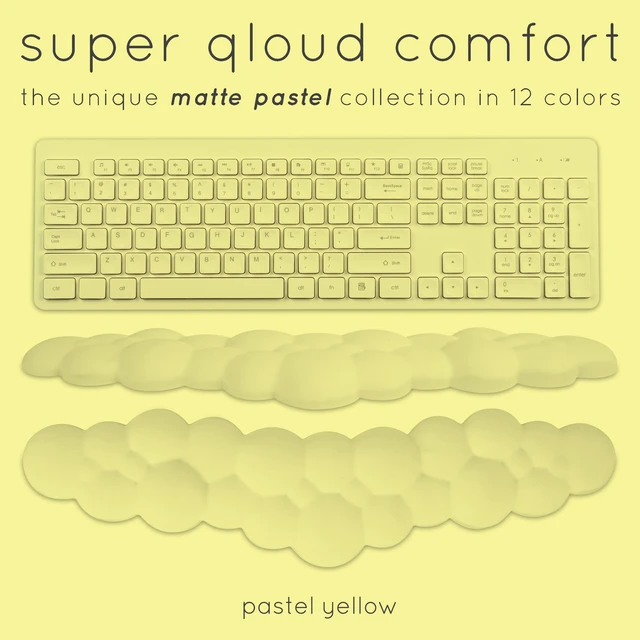 Alt view image 3 of 7 - Cloud Keyboard Wrist Rest Create-ables Qloud Cloud Wrist Rest for Computer Keyboard and Mouse, Ergonomic Memory Foam Wrist Pad with Non-Slip Base, Includes Cloud Mouse Pad Yellow