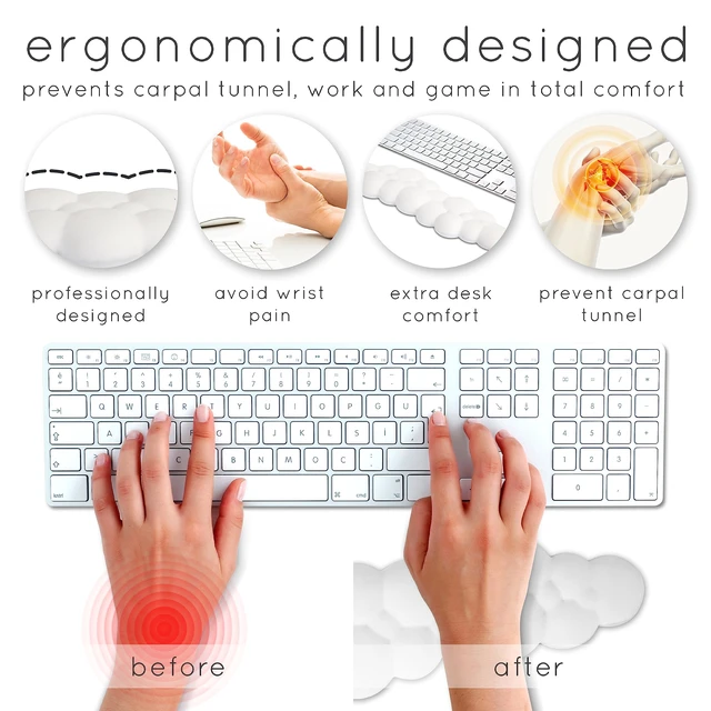 Alt view image 7 of 7 - Cloud Keyboard Wrist Rest Create-ables Qloud Cloud Wrist Rest for Computer Keyboard and Mouse, Ergonomic Memory Foam Wrist Pad with Non-Slip Base, Includes Cloud Mouse Pad Yellow