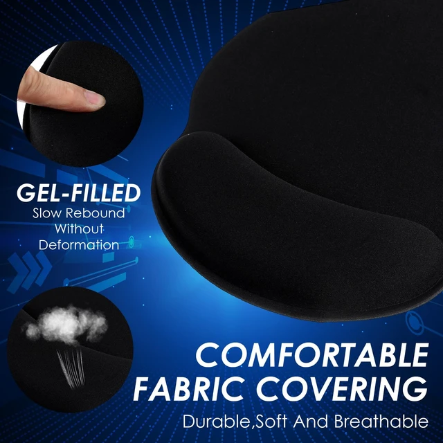 Alt view image 6 of 7 - 8 Pack Black Ergonomic Mouse Pad with Wrist Rest Support, Round Gaming Mousepad with Smooth Surface & Non-Slip Rubber Base for Computer, Laptop, Office, Comfortable Memory Foam for Wrist Cushion