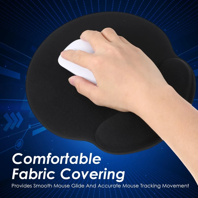 Alt view image 7 of 7 - 8 Pack Black Ergonomic Mouse Pad with Wrist Rest Support, Round Gaming Mousepad with Smooth Surface & Non-Slip Rubber Base for Computer, Laptop, Office, Comfortable Memory Foam for Wrist Cushion