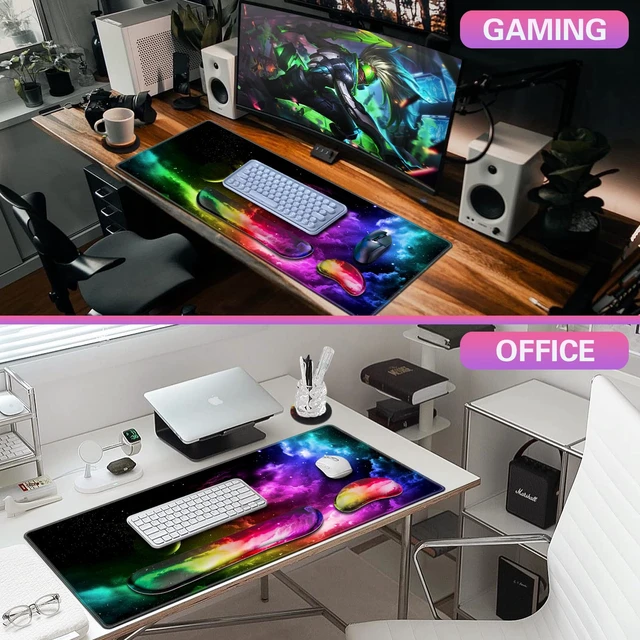 Alt view image 7 of 7 - Canjoy Desk Mat with Keyboard and Mouse, Desk Pad with Wrist Rest Support | 4-in-1 Big Large Mouse Pad(35.4×15.7in) + Keyboard Wrist Rest + Coaster, Extended Keyboard Mat Computer Desk Pad Memory Foam