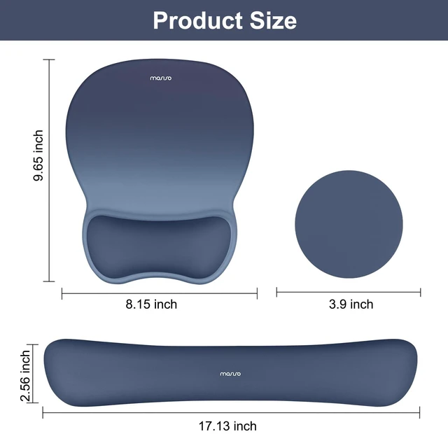 Alt view image 6 of 7 - MOSISO Ergonomic Mouse Pad with Silicone Wrist Rest Set, Blue | 3-in-1 Gradient Mousepad & Keyboard Rest & Coaster, Ergonomic Shape Design for Pain Relief, Non-Slip Base