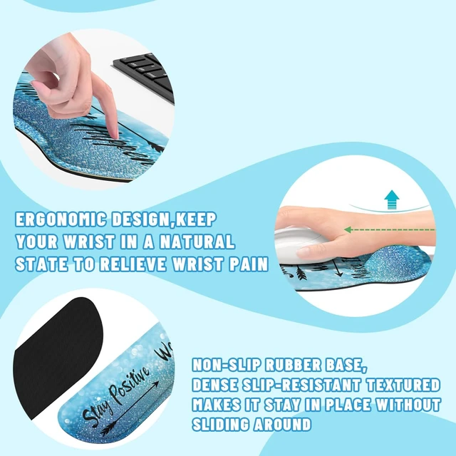 Alt view image 3 of 7 - Motivational Quote Mouse Pad Set Stay Positive Work Hard Blue Gaming Mousepad 4in1 Desk Mat for Desktop Anti-Slip XXL Big Computer Ergonomic Mousepad with Wrist Support for Keyboard and Mouse