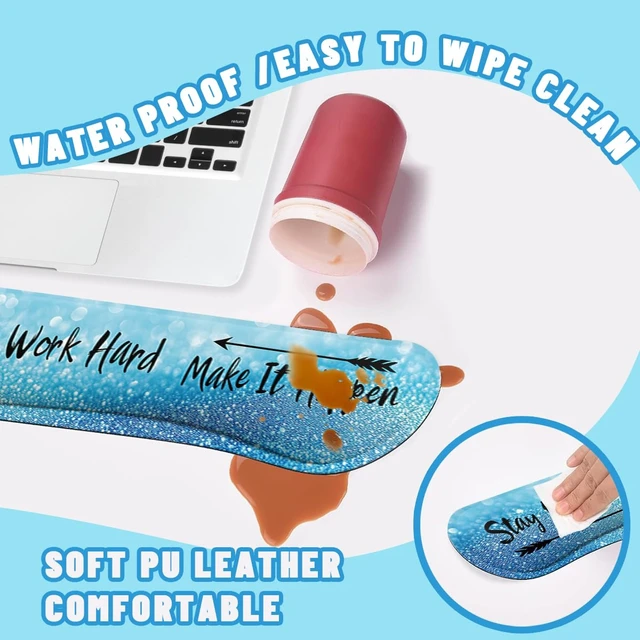 Alt view image 5 of 7 - Motivational Quote Mouse Pad Set Stay Positive Work Hard Blue Gaming Mousepad 4in1 Desk Mat for Desktop Anti-Slip XXL Big Computer Ergonomic Mousepad with Wrist Support for Keyboard and Mouse