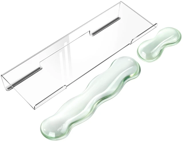 Main image of MOSISO Gel Wrist Rests for Keyboard and Mouse, Mint Green | Keyboard Wristrest Stand for Desktop, Non-Slip Computer Laptop Wave Shaped Mouse Wrist Support for Office Desk, Home, School