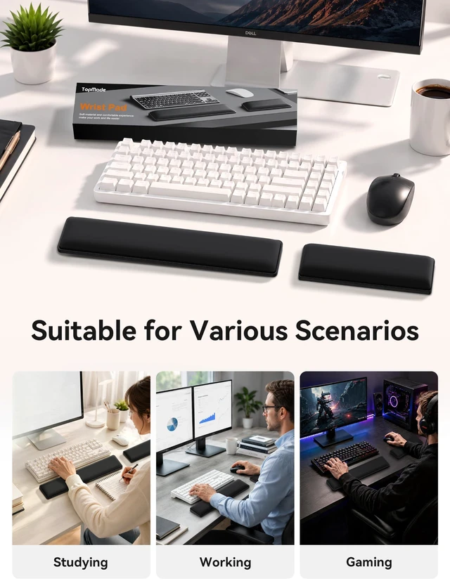 Alt view image 7 of 7 - Cooling Gel Keyboard Wrist Rest, Ergonomic 14.17-in TKL Wrist Support | Relieve Pain, Prevent Injuries, Smooth & Soft Keyboard Non-Slip Palm Rest for Long Hours of Work, Gaming, Studying, Typing