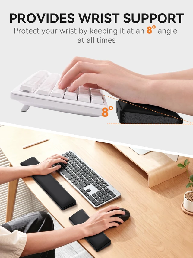 Alt view image 3 of 7 - Cooling Gel Keyboard Wrist Rest, Ergonomic 14.17-in TKL Wrist Support | Relieve Pain, Prevent Injuries, Smooth & Soft Keyboard Non-Slip Palm Rest for Long Hours of Work, Gaming, Studying, Typing