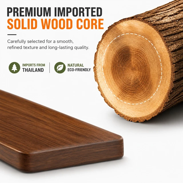 Alt view image 4 of 7 - Walnut Wood Keyboard Wrist Rest for Mechanical Keyboard, 104 Keys 17.3 Inch Wooden Wrist Rest with 6° Ergonomic Slope, 20mm Thick Palm Rest, Non-Slip Base for Office and Gaming Setup (17.3"-104 Keys)