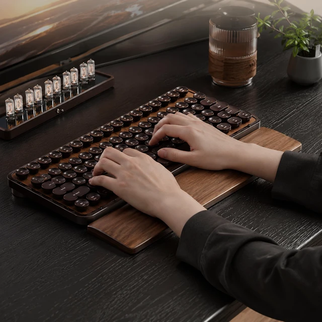 Alt view image 7 of 7 - Walnut Wood Keyboard Wrist Rest for Mechanical Keyboard, 104 Keys 17.3 Inch Wooden Wrist Rest with 6° Ergonomic Slope, 20mm Thick Palm Rest, Non-Slip Base for Office and Gaming Setup (17.3"-104 Keys)
