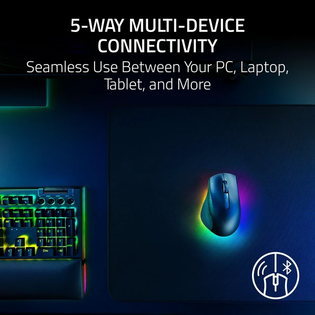 Alt view image 5 of 7 - Razer Pro Click V2 Wireless Mouse, Right-Handed Ergonomic Design | Thumb Rest, AI Prompt, Long Battery Life, Multi Device Connectivity via 2.4GHz, Bluetooth