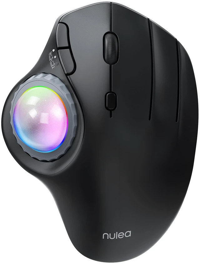 Main image of M508 Wireless Trackball Mouse, Ergonomic Mouse with RGB Thumb Control | Right-hand ergonomic shape supports work; thumb control keeps the mouse steady, with RGB lighting and 3-device wireless use