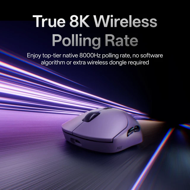 Alt view image 2 of 7 - Rapoo VT2 MAX Wireless Gaming Mouse, True 8K Wireless Polling Rate, 53g Lightweight, Up to 750 Hr Battery, Nordic nRF54L15 MCU, 120-Million Optical Switch, 10 Programmable Buttons, Macro Enabled