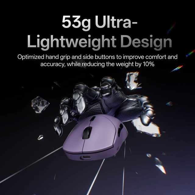 Alt view image 3 of 7 - Rapoo VT2 MAX Wireless Gaming Mouse, True 8K Wireless Polling Rate, 53g Lightweight, Up to 750 Hr Battery, Nordic nRF54L15 MCU, 120-Million Optical Switch, 10 Programmable Buttons, Macro Enabled