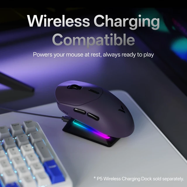Alt view image 7 of 7 - Rapoo VT2 MAX Wireless Gaming Mouse, True 8K Wireless Polling Rate, 53g Lightweight, Up to 750 Hr Battery, Nordic nRF54L15 MCU, 120-Million Optical Switch, 10 Programmable Buttons, Macro Enabled