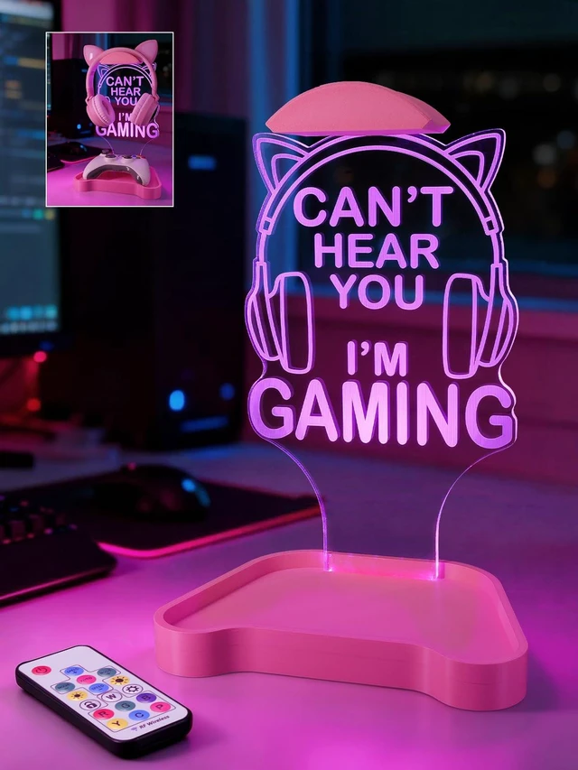 Main image of CoolGift Mart Light Up Headphone Stand, Headphones Holder with 16 Color Lights, Gamer Gifts for Girls Women Mom, Gaming Headset Stand with Game Controller Storage Base for Desk Bedroom Gaming Room