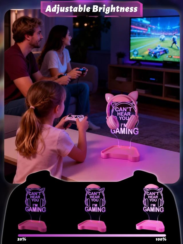 Alt view image 2 of 7 - CoolGift Mart Light Up Headphone Stand, Headphones Holder with 16 Color Lights, Gamer Gifts for Girls Women Mom, Gaming Headset Stand with Game Controller Storage Base for Desk Bedroom Gaming Room