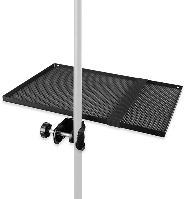Main image of Mr.Power 13" x 9" Microphone Stand Rack Tray Holder Clamp-On Utility Shelf | Clamps on, for Stage, Live Streaming, Recording, Karaoke, Concert, Studio, Music Sheet
