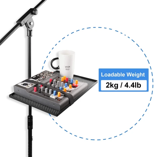 Alt view image 3 of 7 - Mr.Power 13" x 9" Microphone Stand Rack Tray Holder Clamp-On Utility Shelf | Clamps on, for Stage, Live Streaming, Recording, Karaoke, Concert, Studio, Music Sheet