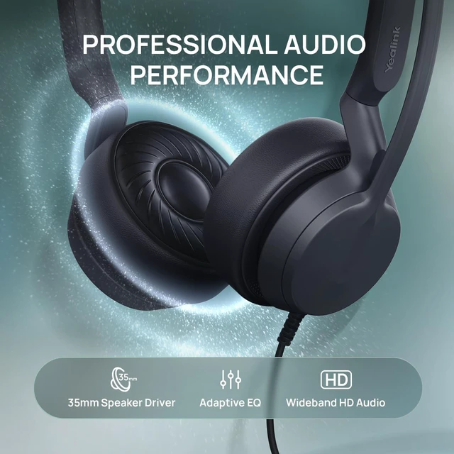 Alt view image 7 of 7 - Yealink UH42 SE Wired Headset, 3.5MM & USB-A/C, In-Line Controls, On-ear | Single Ear Headphones, Teams/Zoom Certified,AI Noise Cancelling Microphone,PC,Laptop,Phone,7ft Cable,WFH, Call Center, Office