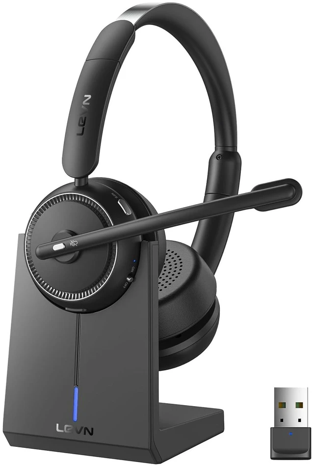 Main image of Wireless Headset with Mic for Work, Bluetooth Headset with Microphone Noise Cancelling & Mute Button, 65H Working Time Wireless Headphones with Mic for Work/PC/Call Center/Computer/Laptop/Teams/Zoom