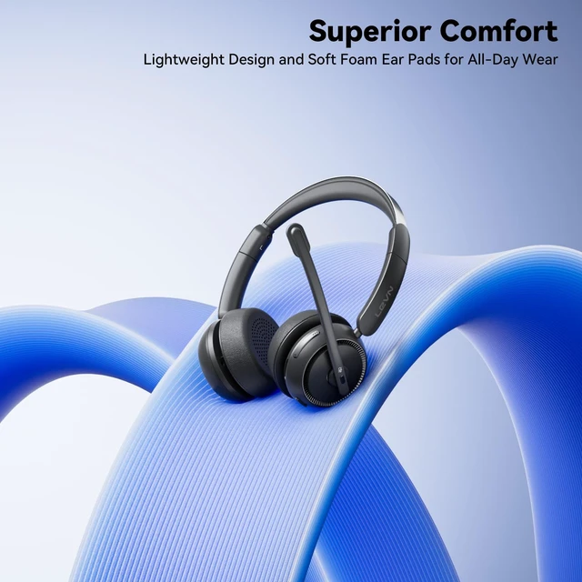 Alt view image 5 of 7 - Wireless Headset with Mic for Work, Bluetooth Headset with Microphone Noise Cancelling & Mute Button, 65H Working Time Wireless Headphones with Mic for Work/PC/Call Center/Computer/Laptop/Teams/Zoom
