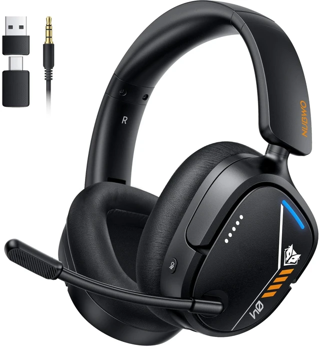 Main image of NUBWO Wireless Gaming Headset for PS5, PS4, PC, 7.1 Surround Sound, Black | 2.4GHz USB & Type-C, 80Hr Battery, 270g, Foldable, Mic Monitoring, Compatible with Laptop, Mac, ideal for FPS, RPG