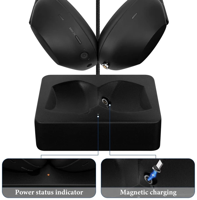 Alt view image 2 of 6 - GEEKRIA Headphones Charging Stand, Compatible with Sony WH-1000XM6 / 1000XM5, 3D Printed Resin Magnetic Dock, Gaming Headset Base (Black)