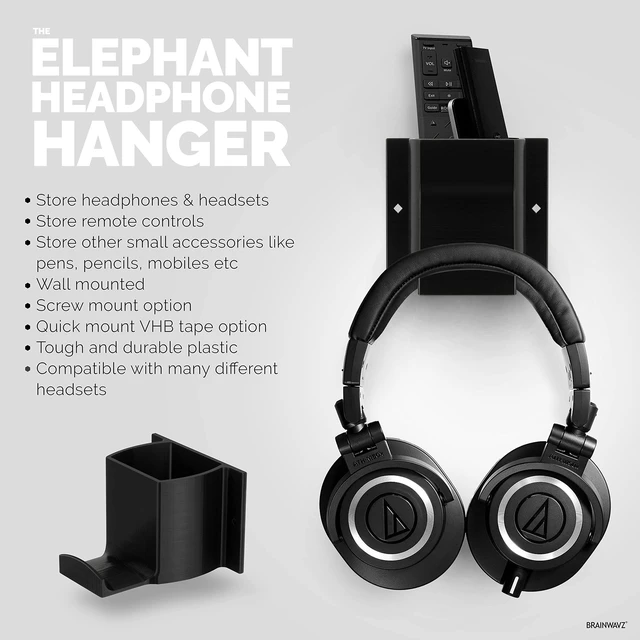 Alt view image 2 of 7 - BRAINWAVZ Elephant Headphone & TV Remote Control Wall Mount Holder/Phone, Accessories Storage Organiser, Universal Headset Hanger, Adhesive & Screw In, More