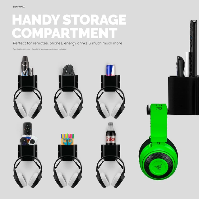 Alt view image 6 of 7 - BRAINWAVZ Elephant Headphone & TV Remote Control Wall Mount Holder/Phone, Accessories Storage Organiser, Universal Headset Hanger, Adhesive & Screw In, More
