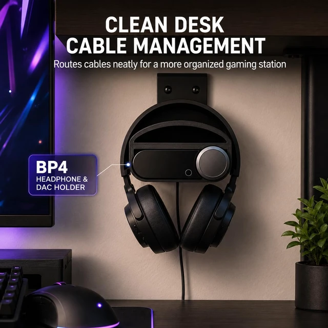 Alt view image 5 of 7 - splash n color Headset and Base Station Holder for Arctis Nova Pro Wireless Desktop Stand with DAC Mount | Cable Management | Space-Saving Gaming Desk Organizer | Keeps Headphones and