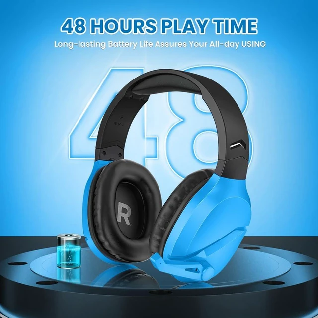 Alt view image 4 of 7 - WolfLawS Wireless Gaming Headset with Mic for PS5 PC PS4, Blue | 2.4G/Bluetooth Gaming Headphones, Noise Canceling Microphone, USB & Type-C Connector, Wired Mode for Controller