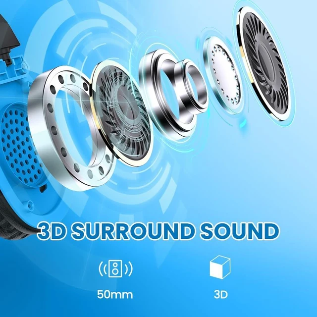 Alt view image 6 of 7 - WolfLawS Wireless Gaming Headset with Mic for PS5 PC PS4, Blue | 2.4G/Bluetooth Gaming Headphones, Noise Canceling Microphone, USB & Type-C Connector, Wired Mode for Controller