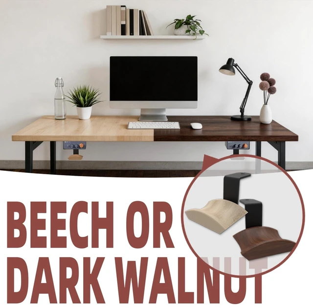 Alt view image 4 of 6 - Pyswex Under Desk Mount for Fosi Audio BT20A Pro with Walnut Wood Headphone Hanger, Metal Amplifier Bracket Shelf for Compact Stereo Amp, Desk Organizer Holder, Black