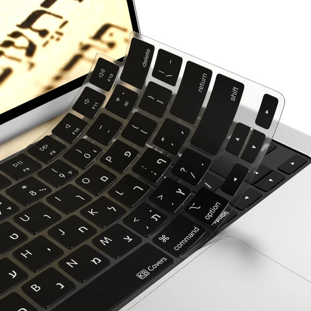 Alt view image 4 of 4 - KB Covers Hebrew Keyboard Cover for MacBook Pro and Air, White Letters | Bilingual Hebrew-English Letters, Fits 14/16 Inch Pro 2021-2024 and 13/15 Inch Air 2022-2024, US Layout, Ultra-Thin TPU