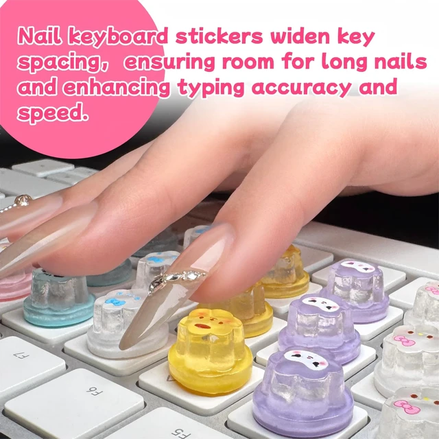 Alt view image 4 of 5 - Hiupgo Raised Keyboard Stickers for Long Nails - Comfortable Typing Keyboard Covers for Typing and Gaming Using on Laptop PC Computer Notebook Desktop (Pudding Shape 50 pcs)