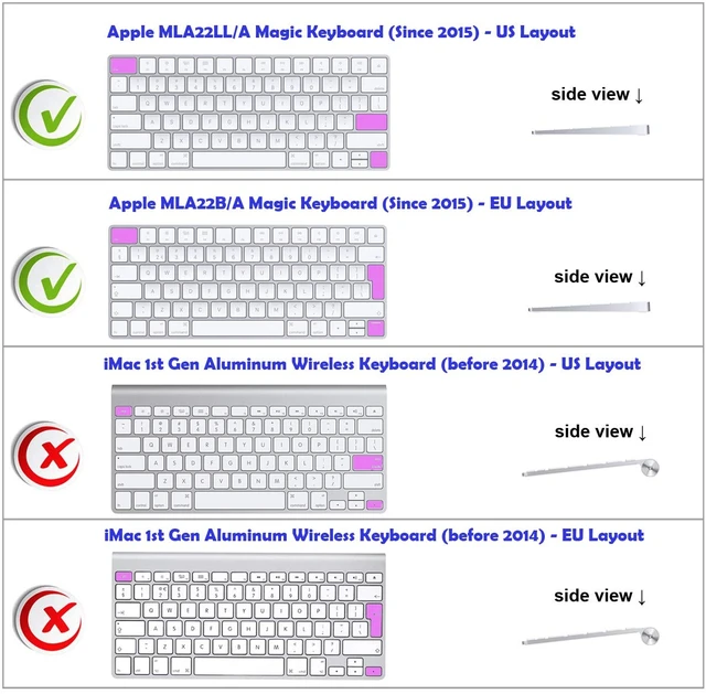 Alt view image 2 of 7 - XSKN Magic Keyboard After Effects Shortcut Keyboard Cover, Durable AE Hotkeys Silicone Keyboard Skin for Apple Magic Keyboard MLA22LL/A MLA22B/A A1644 US EU Both
