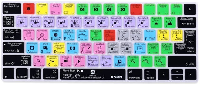 Main image of XSKN Magic Keyboard After Effects Shortcut Keyboard Cover, Durable AE Hotkeys Silicone Keyboard Skin for Apple Magic Keyboard MLA22LL/A MLA22B/A A1644 US EU Both