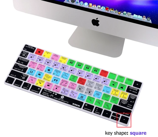 Alt view image 3 of 7 - XSKN Magic Keyboard After Effects Shortcut Keyboard Cover, Durable AE Hotkeys Silicone Keyboard Skin for Apple Magic Keyboard MLA22LL/A MLA22B/A A1644 US EU Both