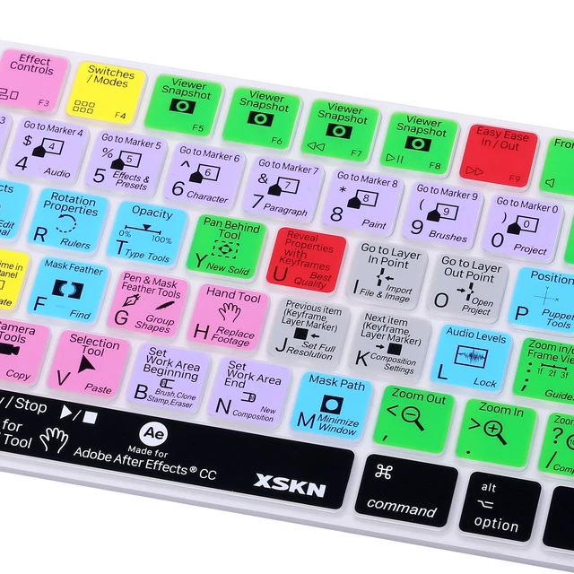 Alt view image 6 of 7 - XSKN Magic Keyboard After Effects Shortcut Keyboard Cover, Durable AE Hotkeys Silicone Keyboard Skin for Apple Magic Keyboard MLA22LL/A MLA22B/A A1644 US EU Both