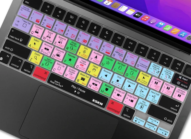 Alt view image 4 of 6 - XSKN Final Cut Pro Shortcut US Version Silicone Keyboard Cover for Apple MacBook Air 13/15 inch with M5/M4/M3/M2 Chip and MacBook Neo with A18 Pro Chip