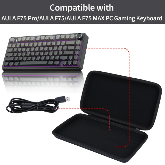 Alt view image 3 of 7 - Peyyargo 75% Mechanical Keyboard Case for Aula F75 Pro / F75 / F75 MAX PC Gaming Keyboard (Black)